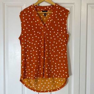 Jones New York Orange Polka Dot Top Size XL